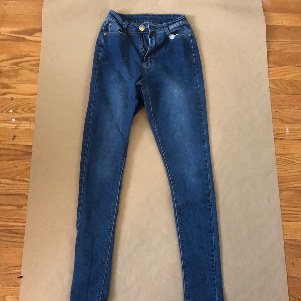Dark blue high rise jeans
